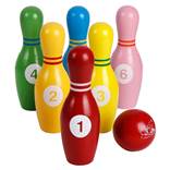 Kids Bowling Play Set Wooden Colorful Bowling Pins with Numbers Indoor Outdoor Sports Bowling Games Educational Toys for Toddlers Children